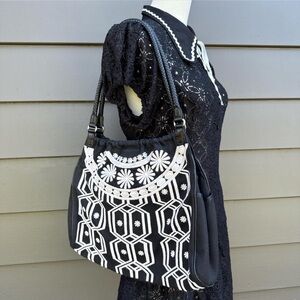 Brighton Vintage Embroidered Floral Tote Bag